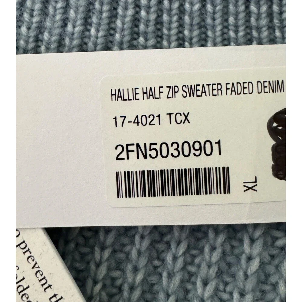 Soft Surroundings Women's Hallie Half Zip Sweater in Faded Denim Size XL NWT - Picture 9 of 9